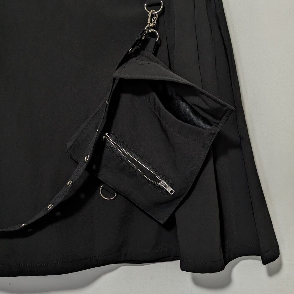 A-line Punk Gothic Skirt with movable strap and pocket - Picture 5 of 5